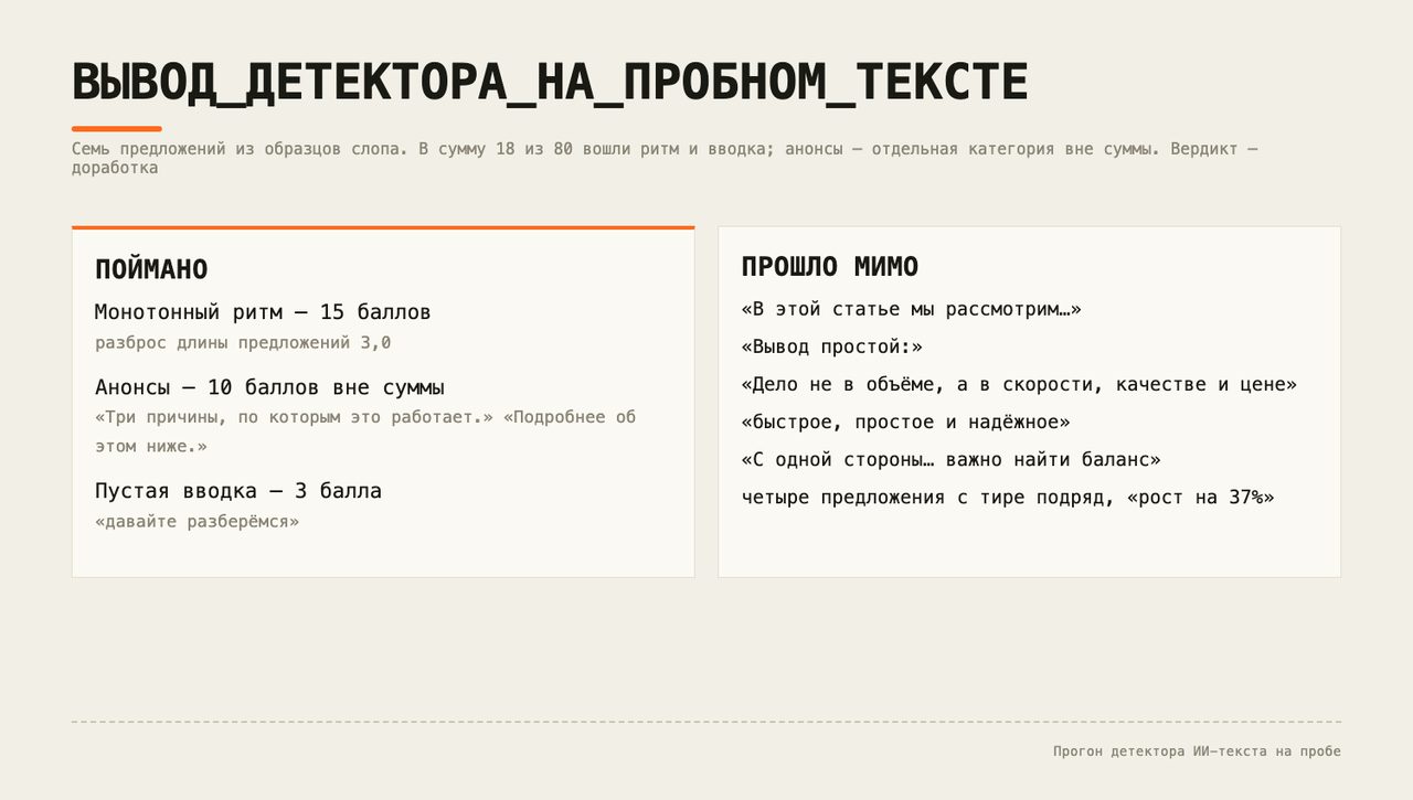 Детектор машинного текста ловит пять признаков из двенадцати — разбор на Хабре
