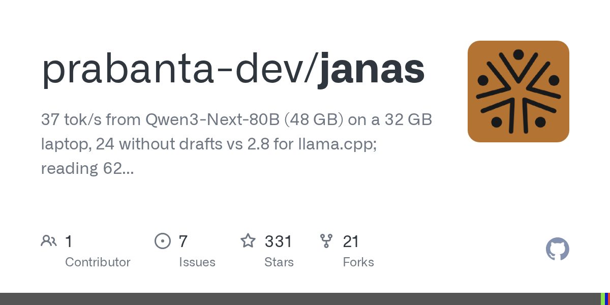 Разработчик выложил Janas — инструмент запускает модели крупнее памяти