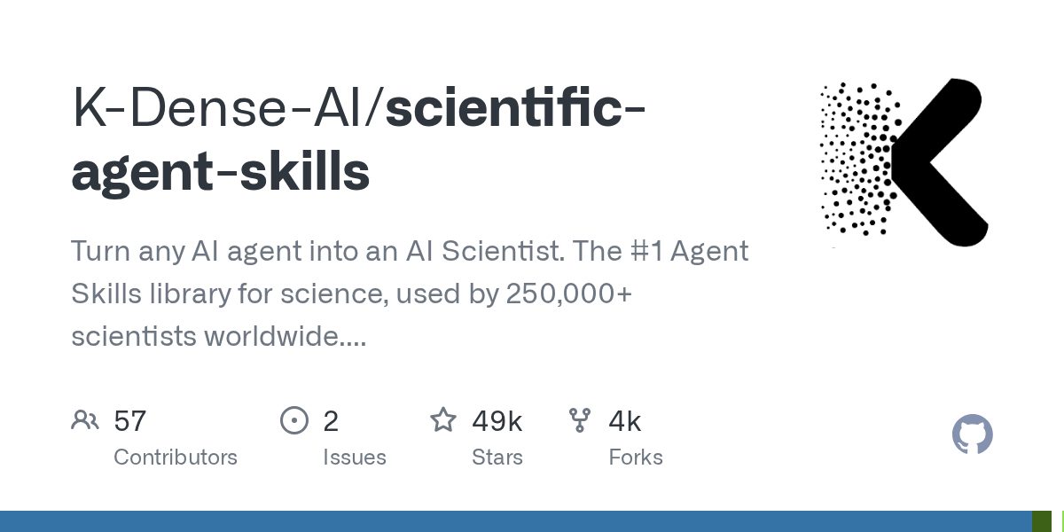 В тренды GitHub вышла библиотека из 177 навыков для агентов под науку