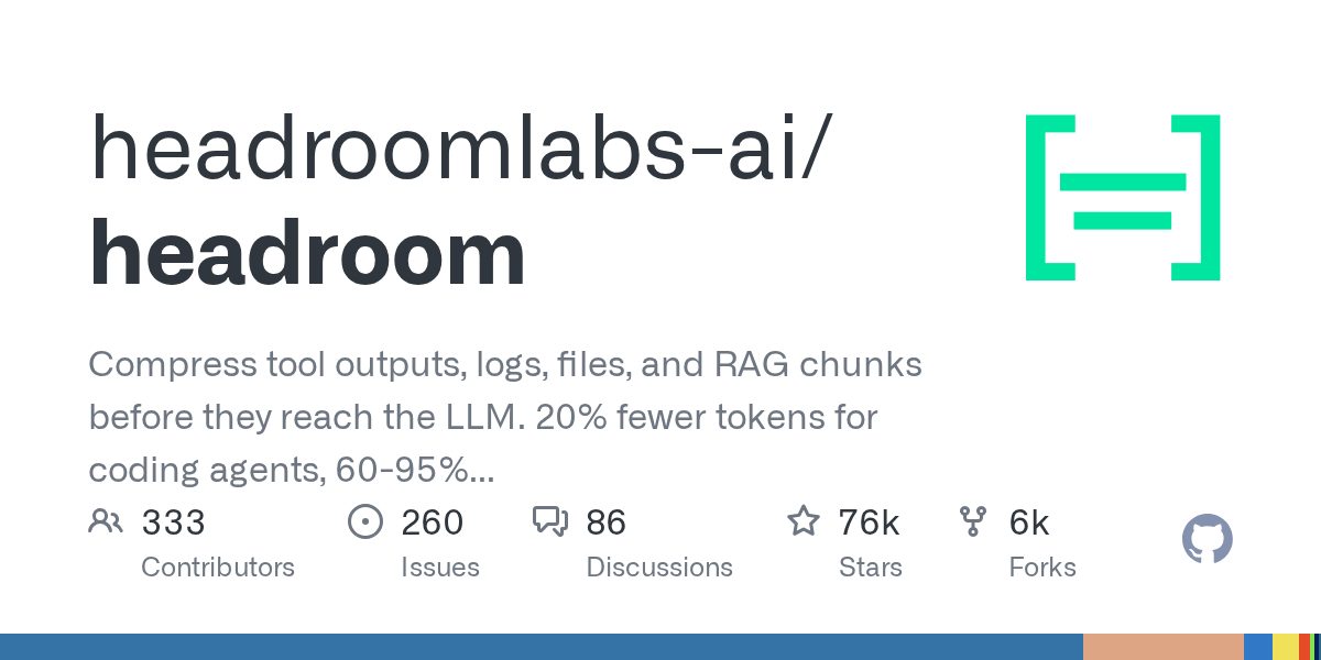Разработчики выложили headroom — библиотеку, которая сжимает входные данные для агентов