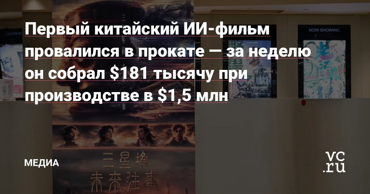 Первый китайский ИИ-фильм собрал в прокате восьмую часть бюджета