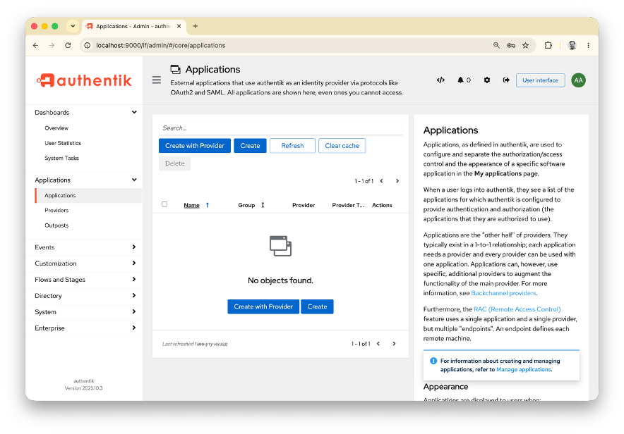 Создание приложения в Authentik