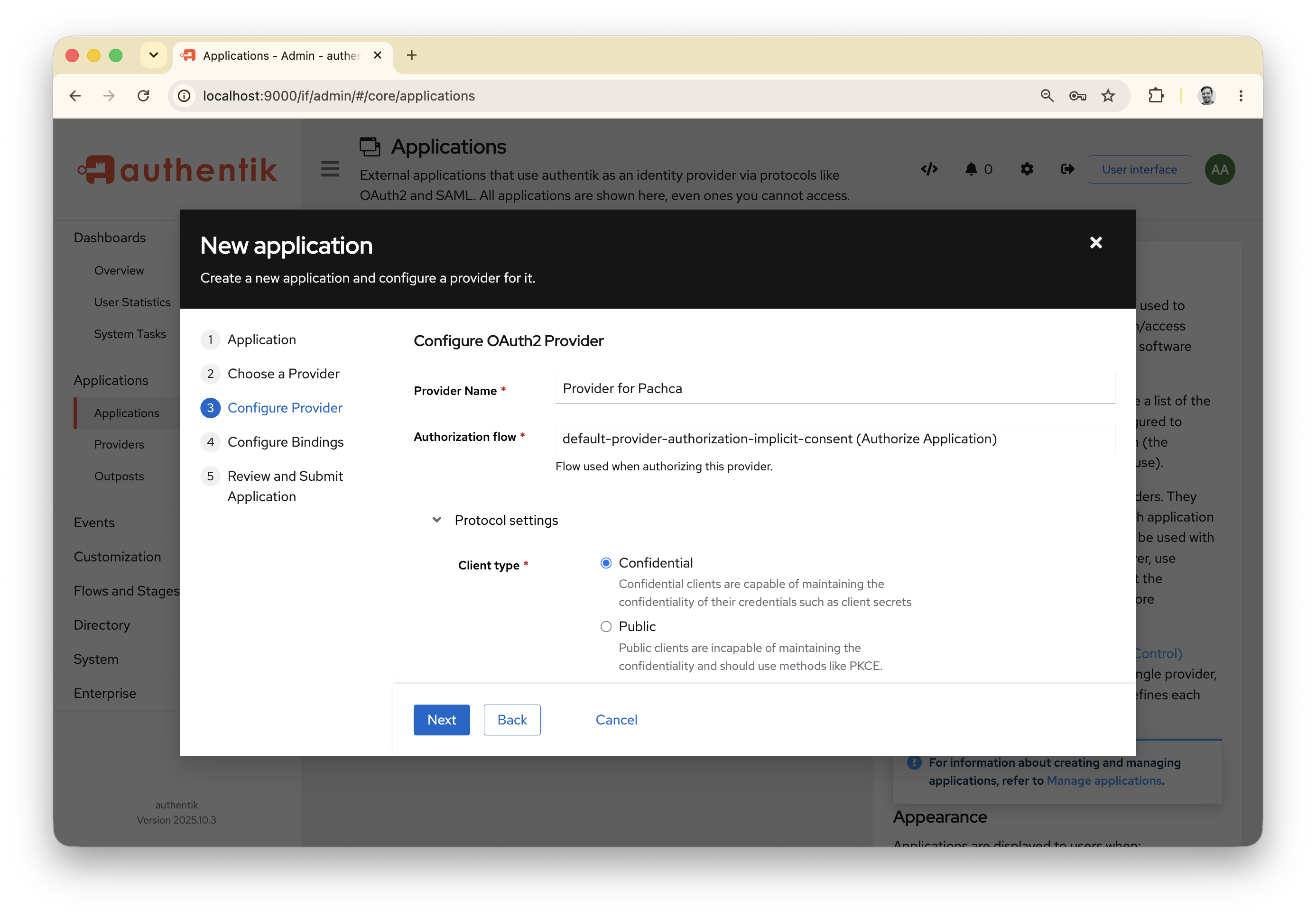 Настройка приложения в Authentik