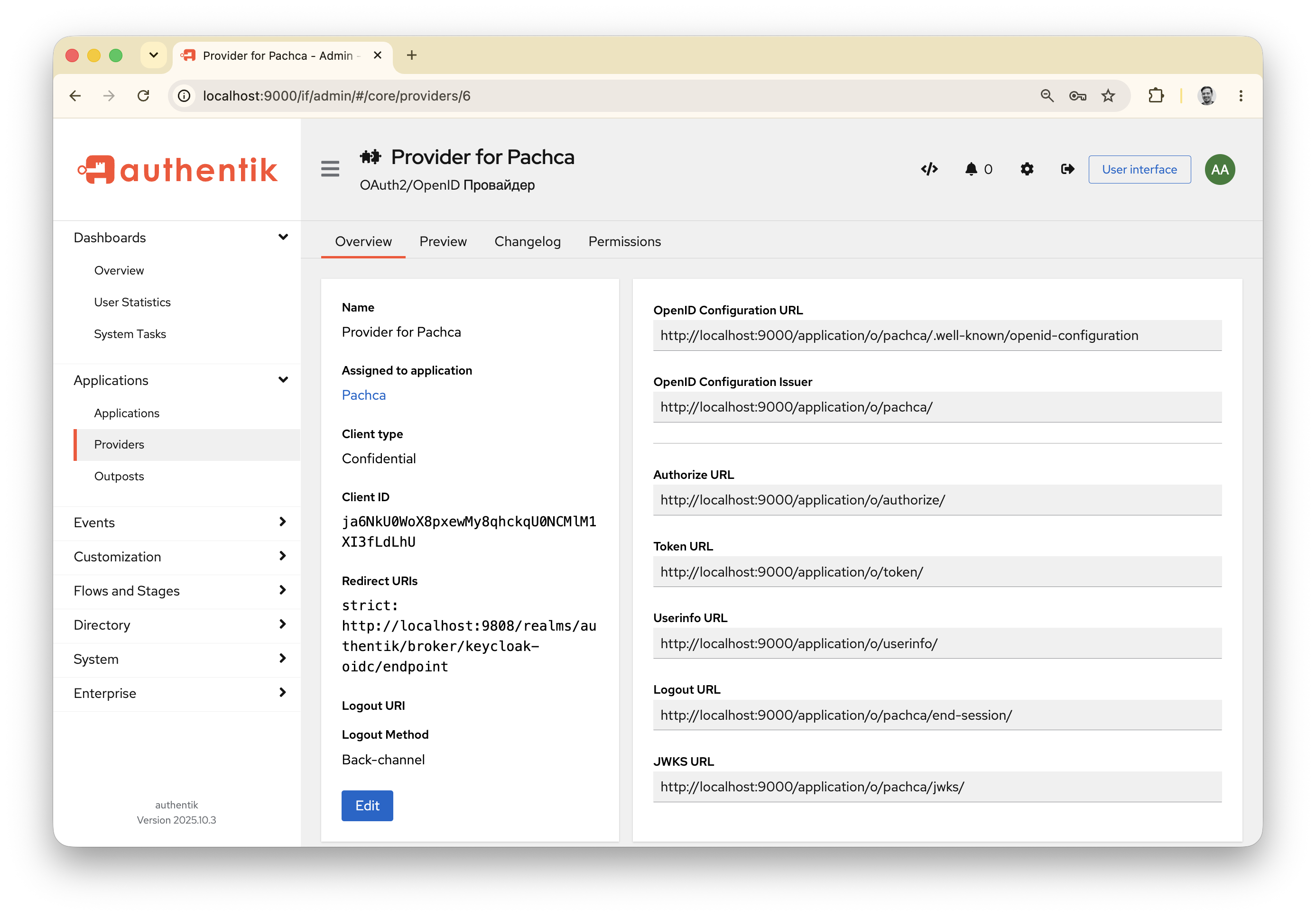 Настройка приложения в Authentik
